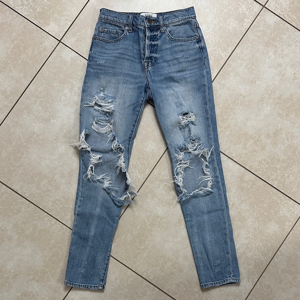 Pistola Light Blue Distressed High Rise Jeans